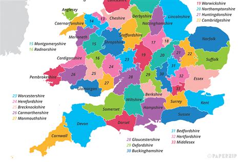 UK Map of Counties - PAPERZIP