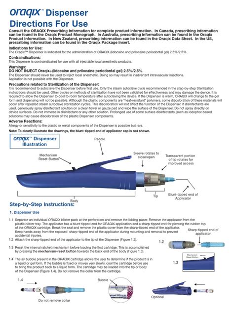 Oraqix Instructions | Sterilization (Microbiology) | Medicine