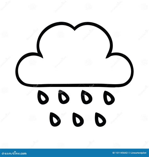 A Creative Line Drawing Cartoon Storm Rain Cloud Stock Vector - Illustration of cloud, drawing ...