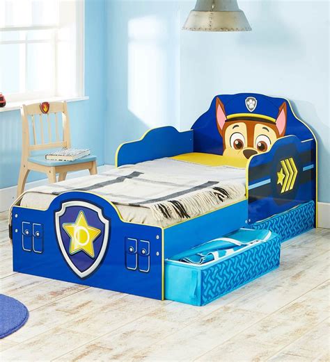 Buy Paw Patrol Chase Toddler Bed with Drawer Storage in Blue Colour by Cot & Candy Online ...