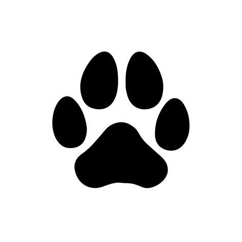 Black silhouette of a dog paw. Paw print. Footprint pet. Dog vector, icon. Paw puppy isolated on ...