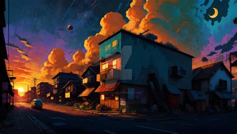 sunset building city anime vintage 90's #3 by bekreatifdesign on DeviantArt