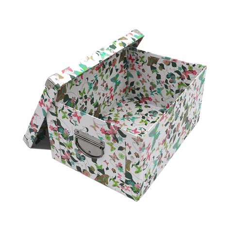 Buy GUOZI Collapsible Storage Box, Decorative Memory box with Lid & Metal Reinforced Corners ...