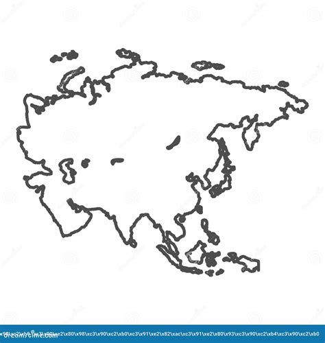 Asia Outline World Map, Vector Illustration Isolated on White. Map of Asia Continent, Line ...