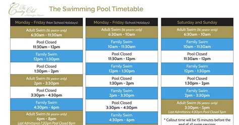 The Country Club Swimming Pool Timetable.pdf | DocDroid