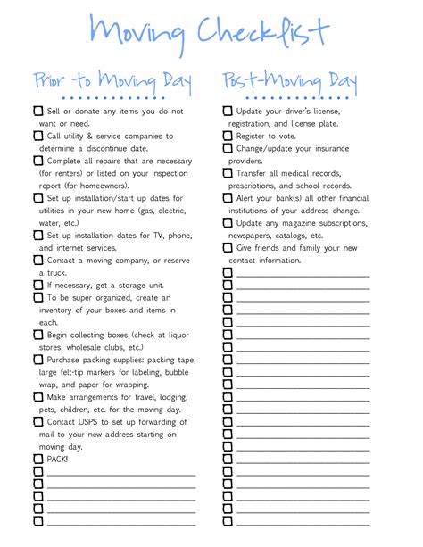 Superb Printable Moving Out of State Checklist | Tristan Website