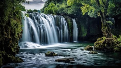 Premium AI Image | waterfall landscapes Free Photo HD 8K wallpaper