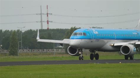 KLM Cityhopper Embraer 190 landing by igorzhorov Footage with with Unlimited Downloads - Yayimages