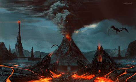 Nazgûl, Sauron, The Eye of Sauron, The Lord of the Rings, Mordor, Mount Doom, Lava, Artwork ...