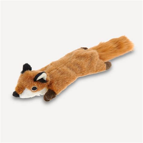 Joyhound Crazy Comfy Realistic Fox Flattie Dog Toy - Crinkle, Squeaker