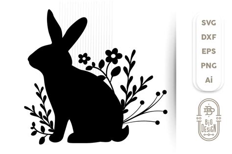 Floral Rabbit Silhouette SVG , Easter Bunny SVG , Spring SVG (476979) | Paper Cutting | Design ...