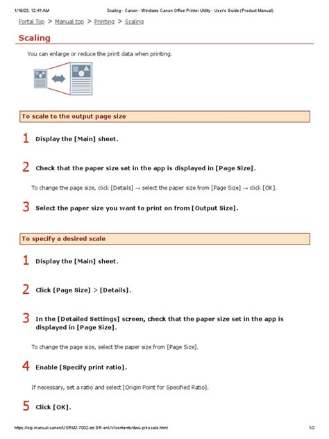 Scaling - Canon - Windows Canon Office Printer Utility - User's Guide (Product Manual) | PDF