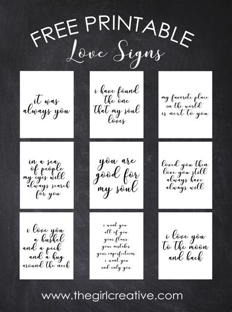 Free Printable Love Signs - The Girl Creative