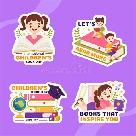 International Children S Book Day Label Flat Cartoon Hand Drawn ...