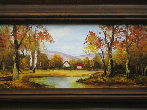 Vintage Landscape Painting, Framed Original Fine Art, Fall, Four Seasons