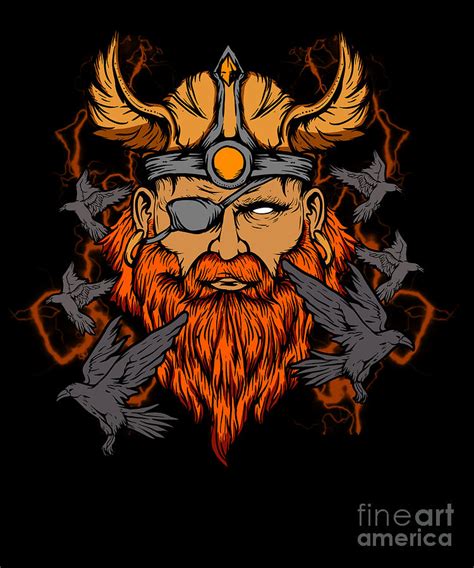 Odin the Norse Mythology Viking God His Ravens Digital Art by The Perfect Presents