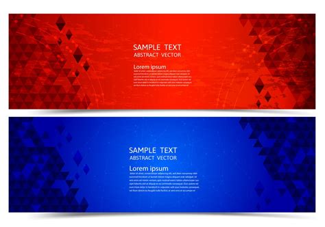 Banner red and blue color geometric abstract background, Vector illustration for your business ...