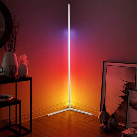 LED Corner Floor Lamp Modern Living Room Floor Lights Dimmable with ...