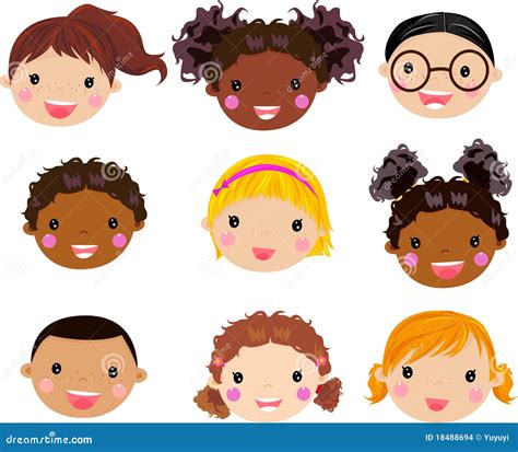 Cartoon children face stock vector. Illustration of doubtful - 18488694