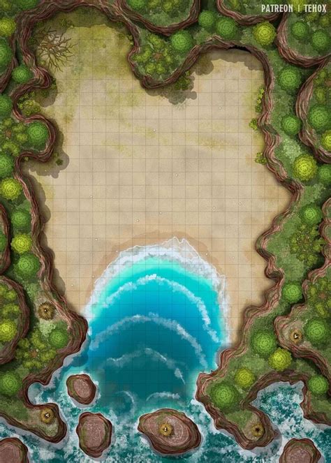 Hidden Cove battlemap 25x35 : battlemaps | Dnd world map, Fantasy world map, Dungeon maps