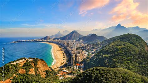 Copacabana Beach and Ipanema beach in Rio de Janeiro, Brazil Stock ...