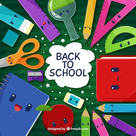 Free Vector | Back to school background with cute cartoons