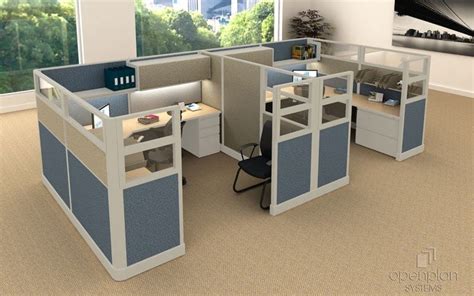 4-Person Office Divider Cubicle Walls Sapphire Cubicle System 5'x5'x65H ...