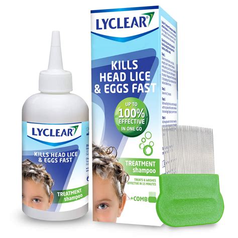 Lyclear Shampoo Head Lice Treatment + Head Lice Comb – Kills Head Lice and Washes Hair ...