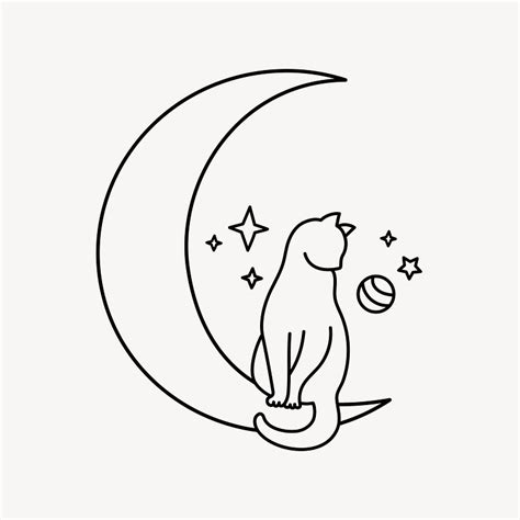 Moon cat clipart, doodle illustration | Premium Vector Illustration - rawpixel