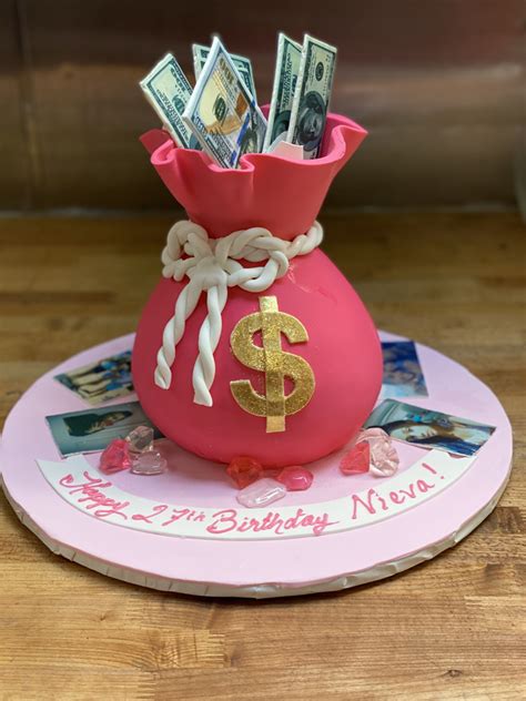 Pink Money Bag Cake - Mia's Bakery - Brooklyn