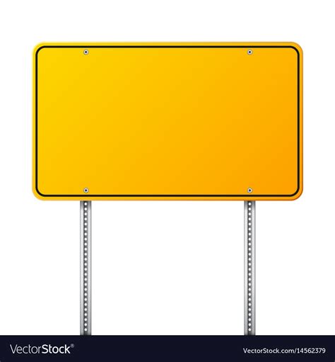 Road yellow traffic sign blank board with place Vector Image