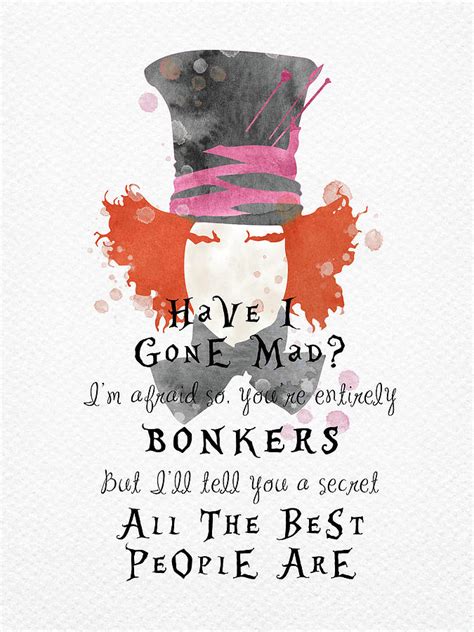 The Mad Hatter watercolor and quote Digital Art by Mihaela Pater - Pixels