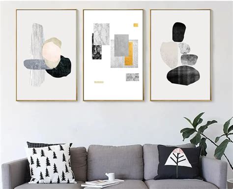 2017 Modern Minimalist Nordic Black White Abstract Geometry Wall Art Prints Wall Art Photo ...