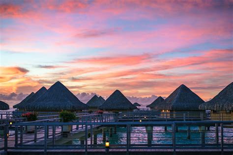 Free Photo: Pink Sunset Bora Bora Island, French Polynesia