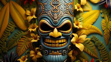 Premium AI Image | A tiki mask on yellow background