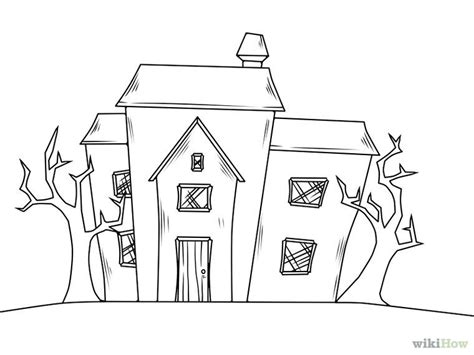 How to Draw a Haunted House: 15 Steps (with Pictures) - wikiHow | Castle coloring page, Haunted ...