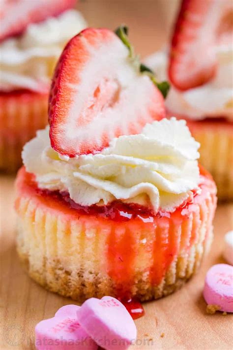 Mini Strawberry Cheesecakes Recipe - NatashasKitchen.com