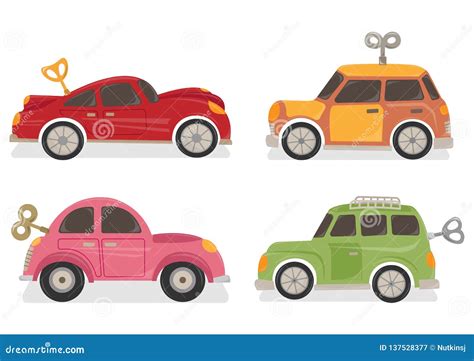 Set of Wind Up Car Toys stock vector. Illustration of collection - 137528377