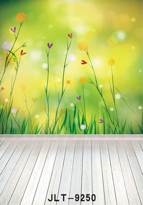 Backgrounds for Photo Studio Green Screen Spring Flowers Wooden Computer Printed Photography ...