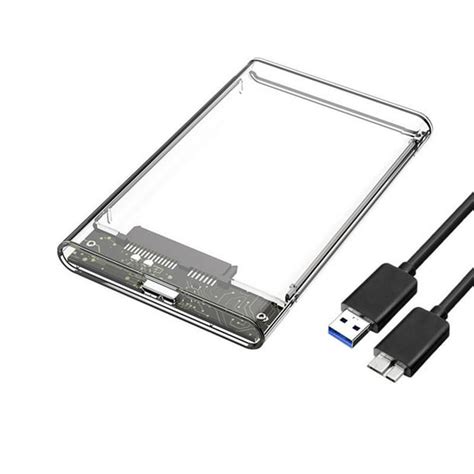 Hard Drive Enclosure 2.5 Inch USB 3.0 SATA Case External Clear HDD SSD - Walmart.com