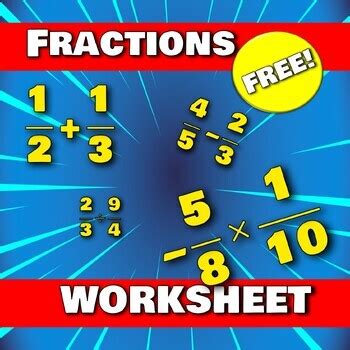 Free Fractions Worksheet by Mathematics Worksheets | TPT