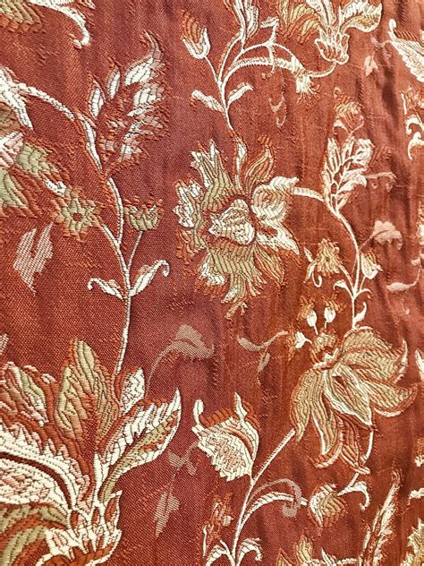 NEW! Designer Quilted Brocade Floral Upholstery Fabric- Rust Brick Red | www.fancystylesfabric.com