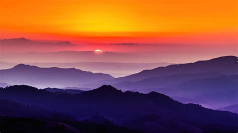 Sunset, Landscape, Mountain, Scenery, 4K, #6.962 Wallpaper