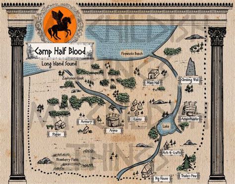 Percy Jackson, Camp Half-Blood Map, Rick Riordan Series, Olympians, Ancient Style Map Sizes 8x10 ...