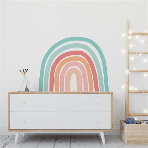 Rainbow With Clouds Wall Decal - Moonwallstickers.com