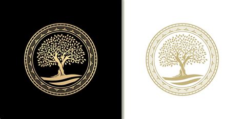 Oak Tree Design Logo Branding Leadership Symbols Black and White - Growth Hackers