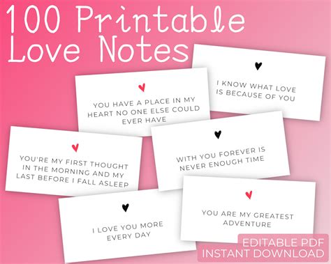 Love Notes Printable Love Notes Cards Mini Love Messages - Etsy