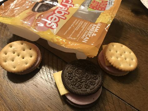 Lunchables ham and cheese INSIDE the Oreo. (My six year old daughter is ...