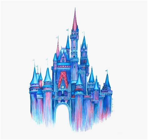 Disney Castle Art Magic In The Air Print Colorful Drawing - Drawing Disney Castle, HD Png ...