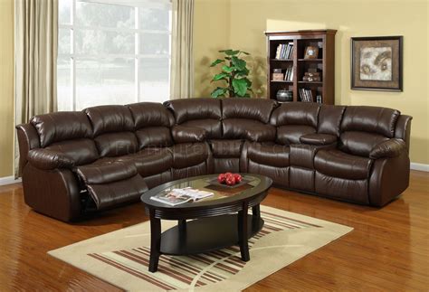 8002 Reclining Sectional Sofa in Brown Bonded Leather